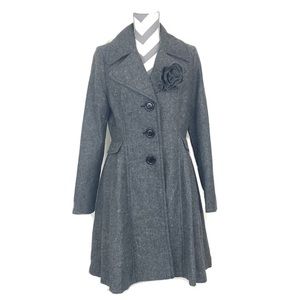 Candies Grey Wool Blend Swing Coat - Size L